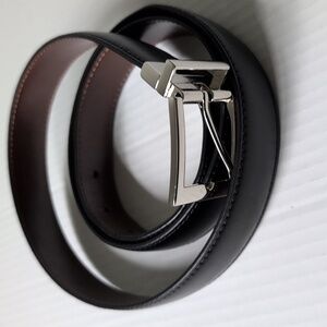 Men's Black Vegan Leather Belt EUC Size 46 - 48ins